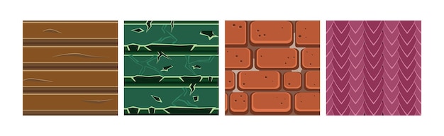 Textures for Game Platformers Square Icon Vector Set Graphic Material Surface for Mobile Game