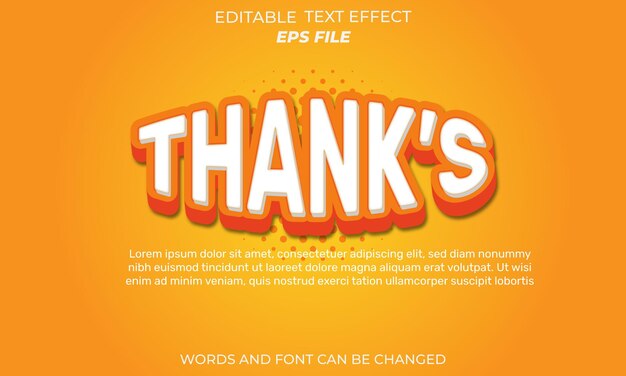thank text font editable typography 3d text vector template