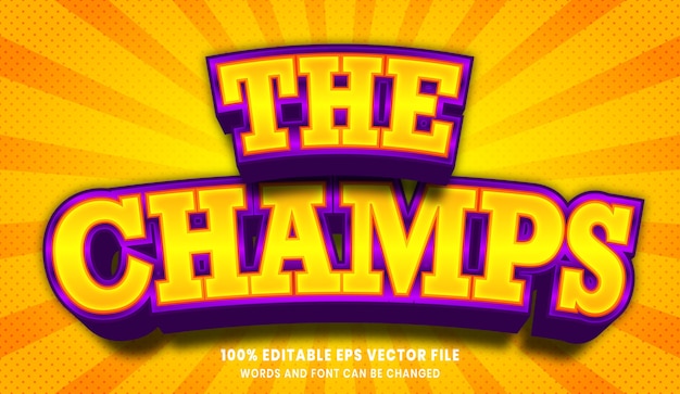 The champs 3d editable text style effect