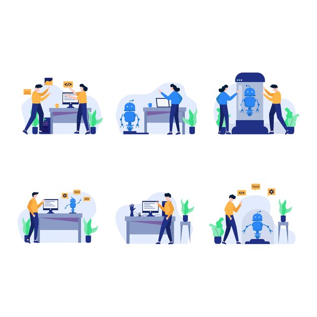 the developer resets, designs, discusses and makes android applications illustration