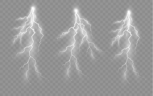 The effect of lightning and lighting set of zippers thunderstorm and lightning light and shine