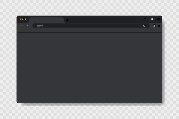 The empty browser window night mode realistic Web page mockup Vector illustration