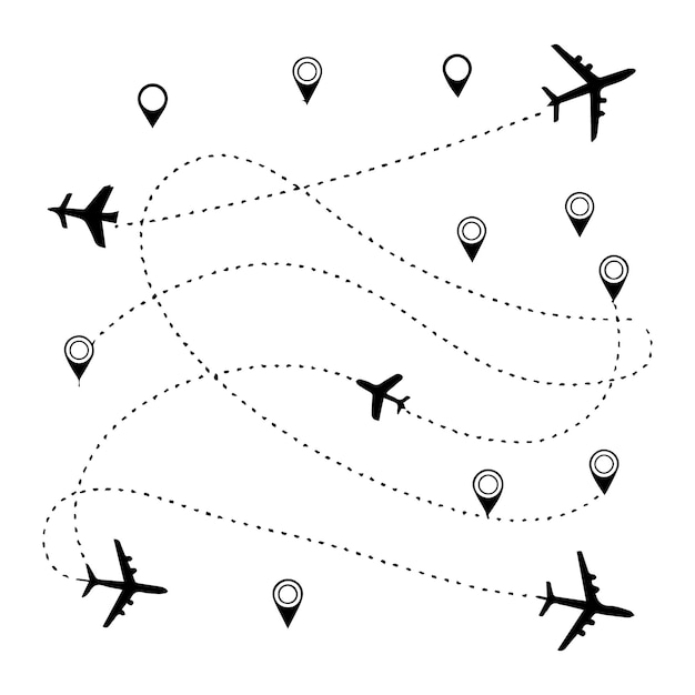 the flight path of the aircraft from the point of location along the dotted lineairplane dashed lin
