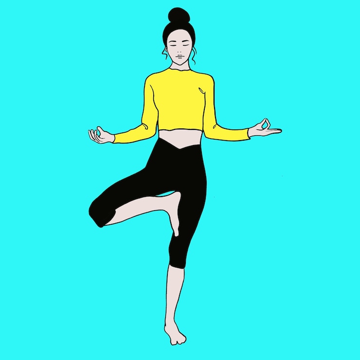 Vektor the girl does yoga fitness