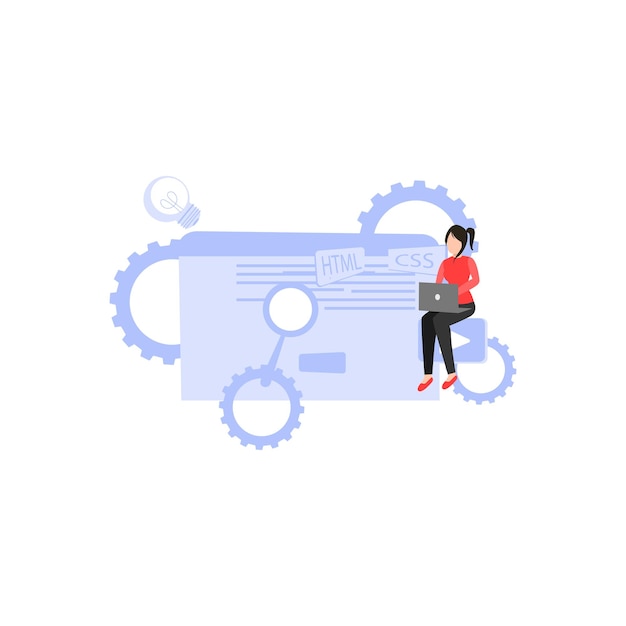 the girl is working on website coding