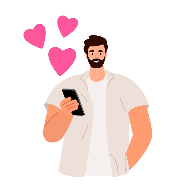 The young man sends love messages