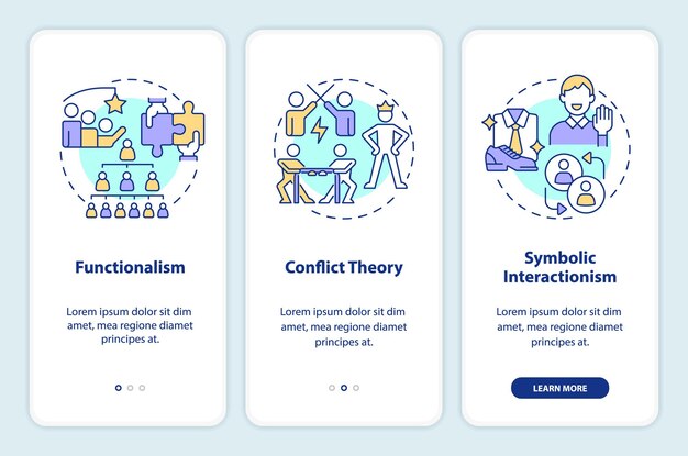 Theories of social stratification onboarding mobile app screen