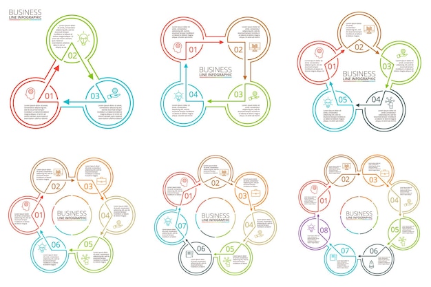 thin line flat elements for infographic