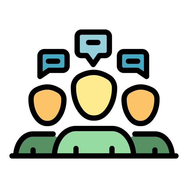 three admins think icon outline three admins think vector icon color flat isolated