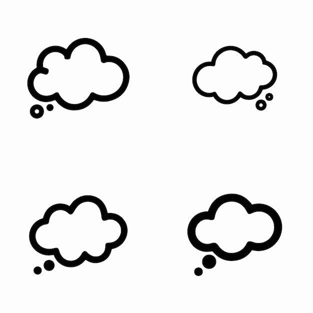 three different images of clouds and bubbles on a white background
