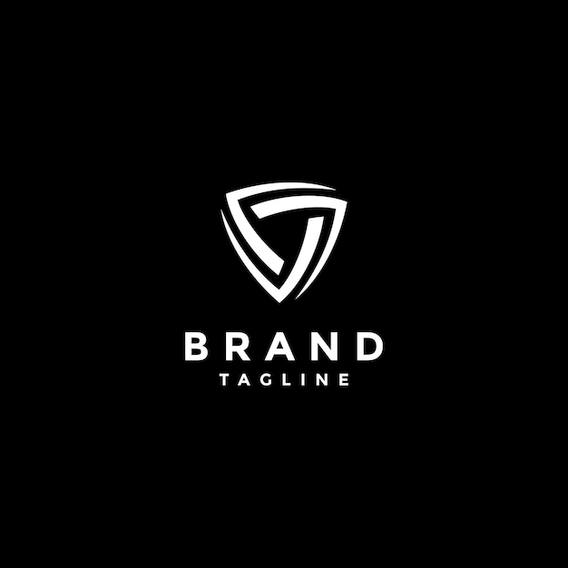 Three Lines Rotate to Form a Triangle. Shield Icon Of Three Gathered Lines Logo Design.