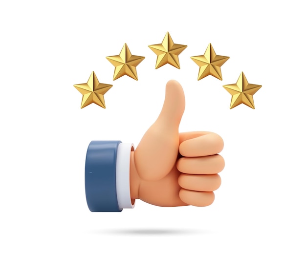 Thumbs Up Icon with Five Golden Stars