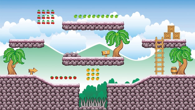 tileset platform and background for creating mobile games