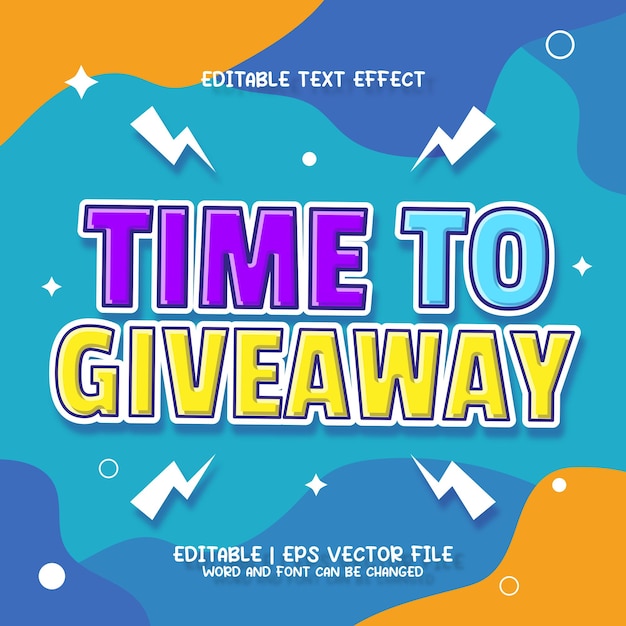Time To Giveaway Feed Post in 90s vibrant colors Editable text effect
