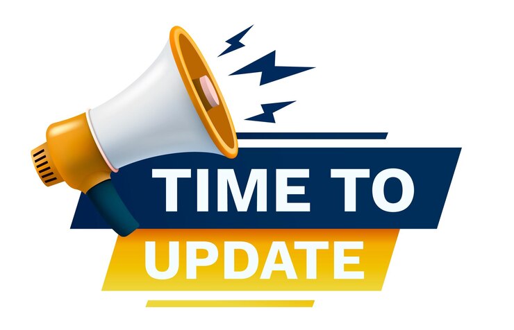 Vektor time to update message megaphone announces news banner service vector illustration