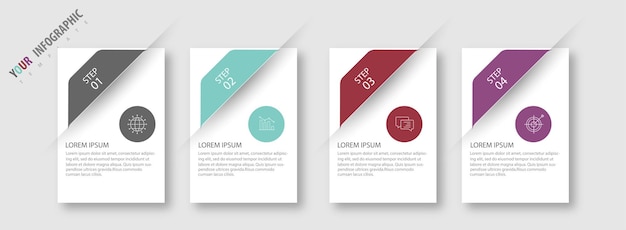 timeline infographic with four options steps or processes colorful template design
