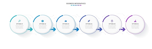 timeline infographic with infochart. modern presentation template with 6 spets for business process