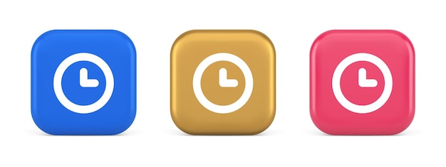 Timer countdown deadline control button time management watch web app design 3d realistic icons