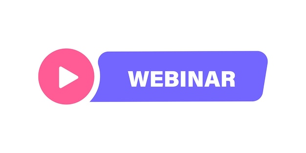 Tlačítko nebo štítek Webinář izolované na pozadí. Vektorová ilustrace