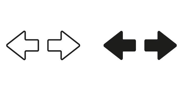 To the right and left are two 2 aligned arrows. Aimed in opposite directions icons. eps 10
