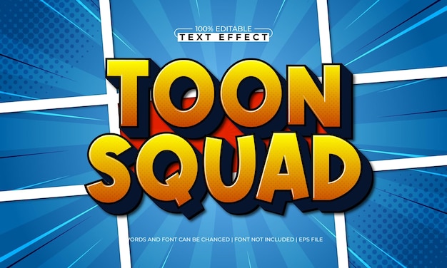 toon squad editable text effect with a comic and kids text style