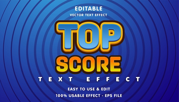 top score editable text effect with modern and simple style