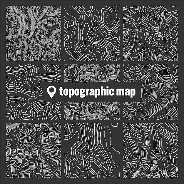 Topographic map with contour lines geographic terrain grid relief height elevation ground path