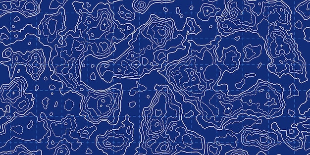 Topography map seamless pattern with grid and mountains