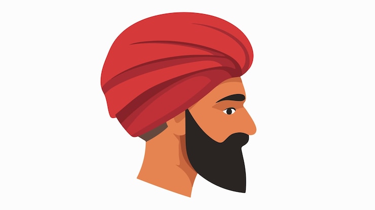 Vektor traditional red farmer turban flat vector illustration