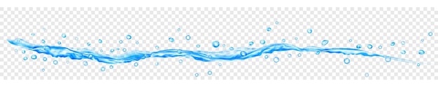 Translucent water jet with drops in light blue colors isolated on transparent background Transparency only in vector file