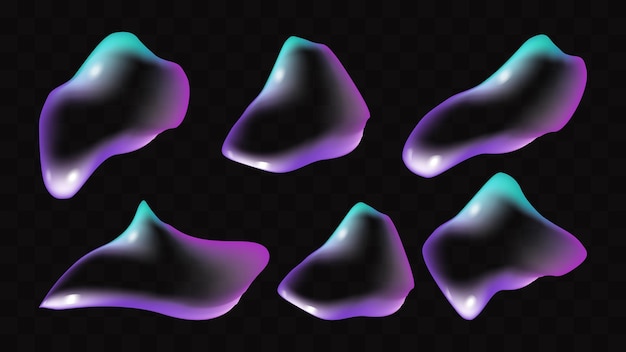 Transparent liquid forms water drops isolated set