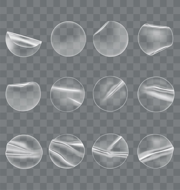transparent tape pieces collection of plastic labels website decoration graphic elements for design