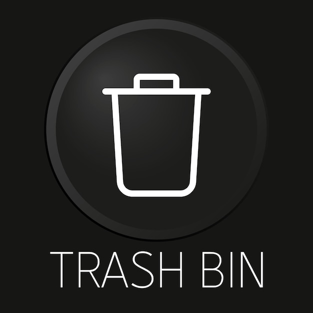trash bin minimal vector line icon on 3d button isolated on black background premium vector