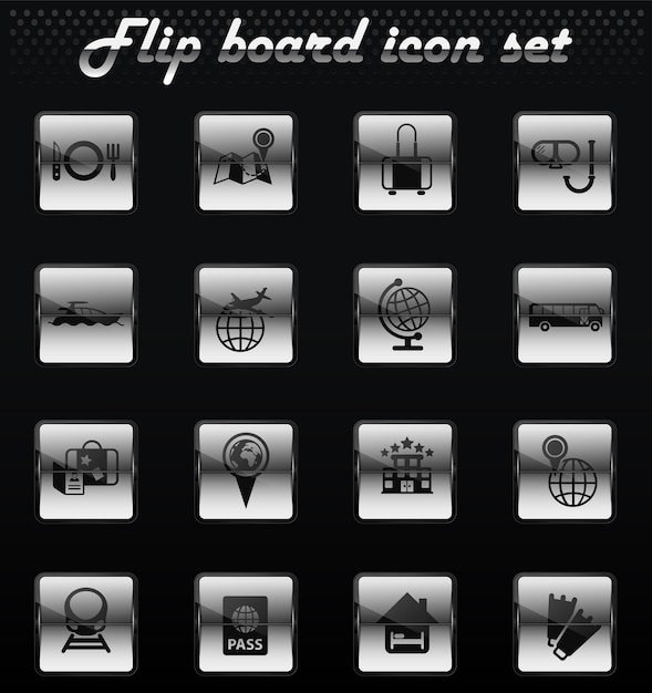 travel vector flip mechanical icons for user interface design