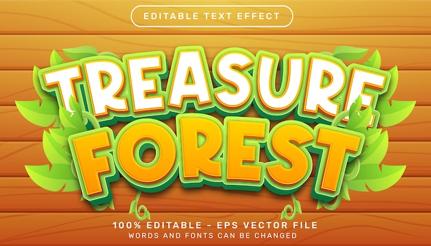 treasure forest 3d text effect and editable text effect with leaf illustration