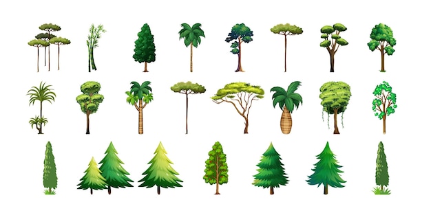 Tree set design clean art vector