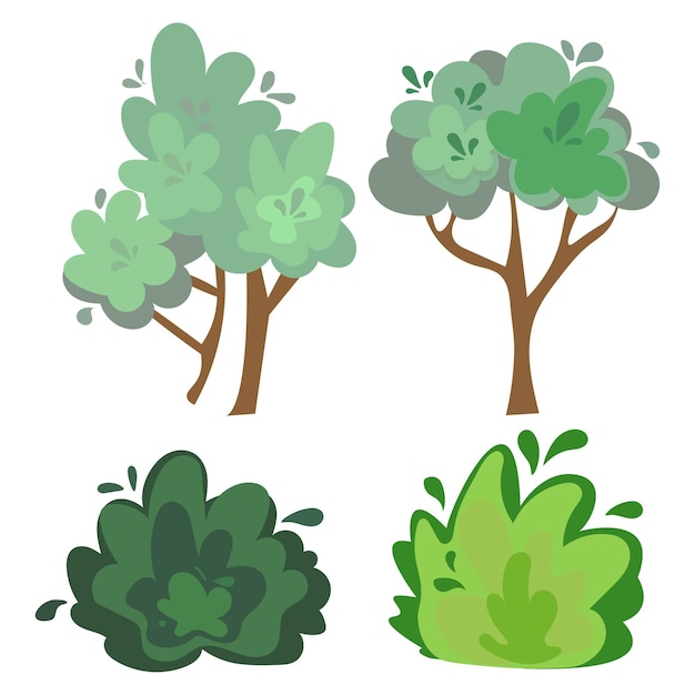 trees bushes nature green illustration