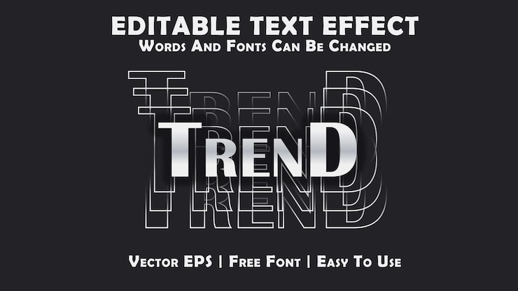 Trend upravitelný textový efekt, 3D šablona upravitelného textového efektu