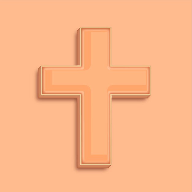 trendsetting modern 3d peach fuzz color cross icon with background