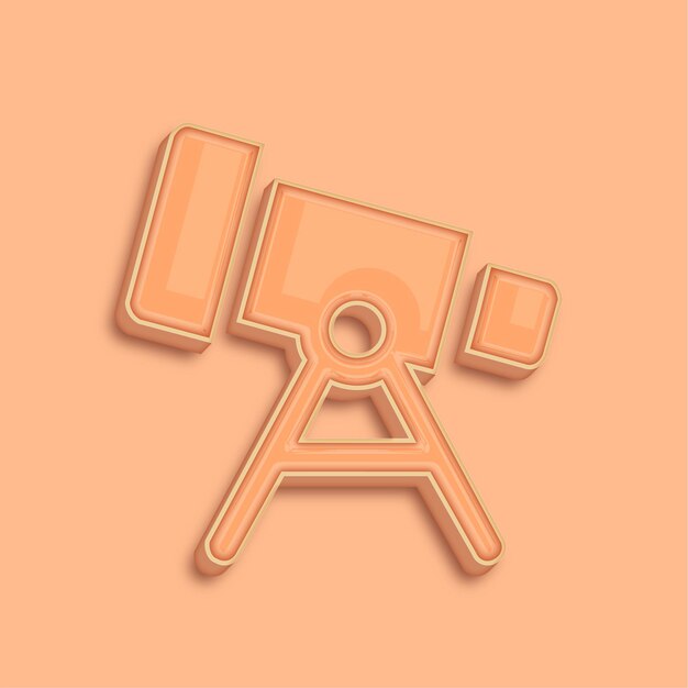 trendsetting modern 3d peach fuzz color telescope icon with background