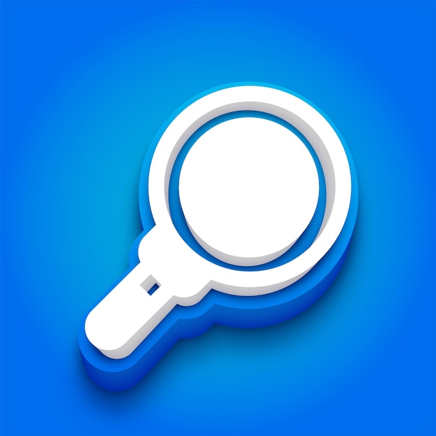 Trendy Blue and White 3D Search Icon with Vibrant Blue Background