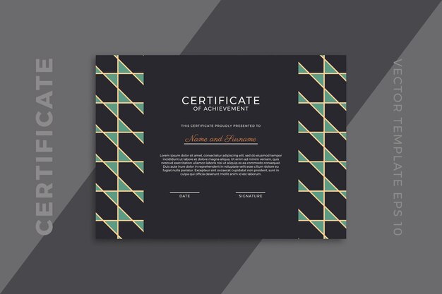 trendy horizontal certificate of appreciation dark template with geometric pattern