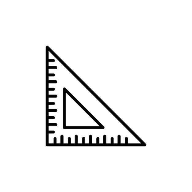Triangle Ruler icon set architect measure triangle scale vector symbol Stationery geometry triangular tool sign in black filled and outlined style