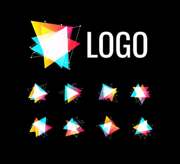 triangle shape set polygonal geometric logo template collection abstract logotype set vector