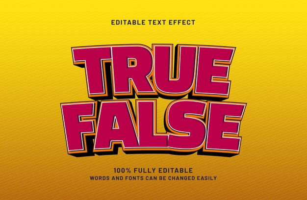 true false 3d editable text effect
