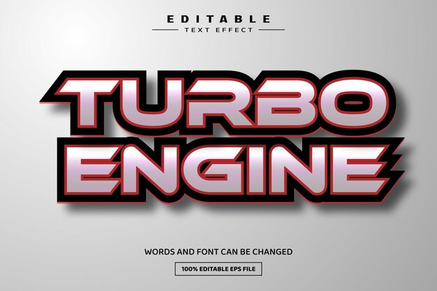 Turbo engine 3D editable text effect template