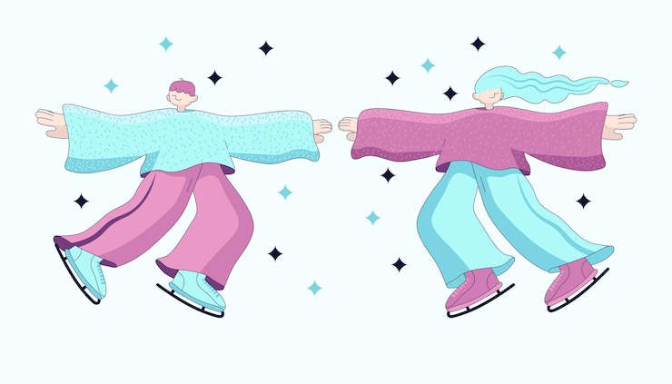 Vektor two people on ice skates. flat vector image. figure skating