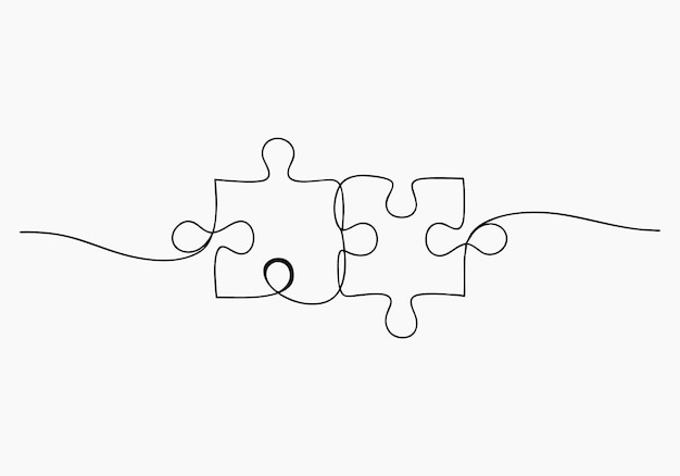Two puzzle pieces connecting a symbol of unity and collaboration