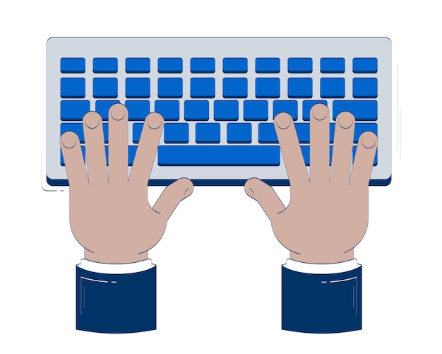 Typing hands on keyboard doodle cartoon illustration