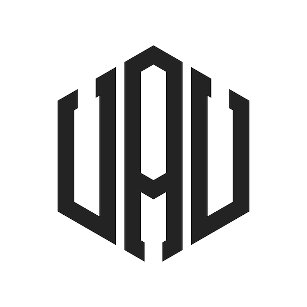 uau logo design initial letter uau monogram logo using hexagon shape